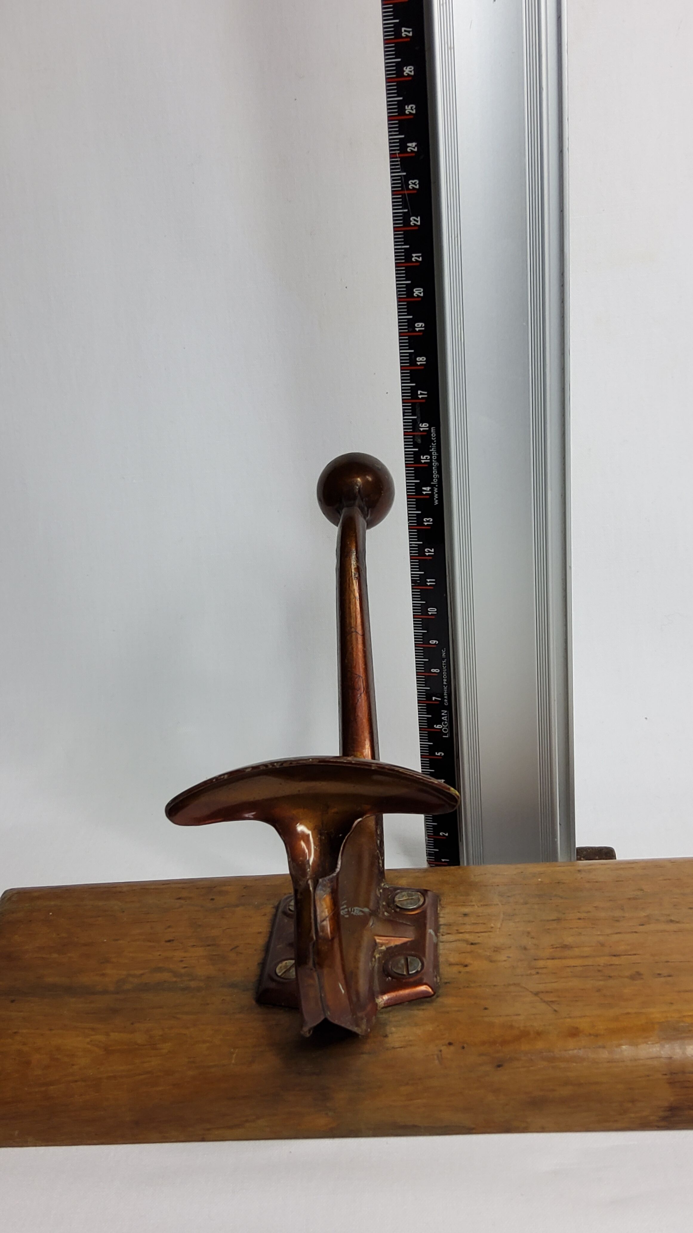 School wall coat rack, antique, 4 hooks, 100 cm
