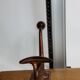 School wall coat rack, antique, 4 hooks, 100 cm