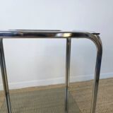 Chrome smoked glass side table