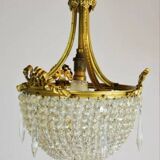 Lustre en bronze et pampilles Louis XVI