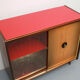 1950s bar cabinet in maple and glass