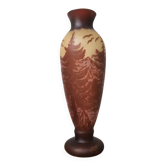 Very large glass paste vase – mountain landscape decoration – H 50 cm