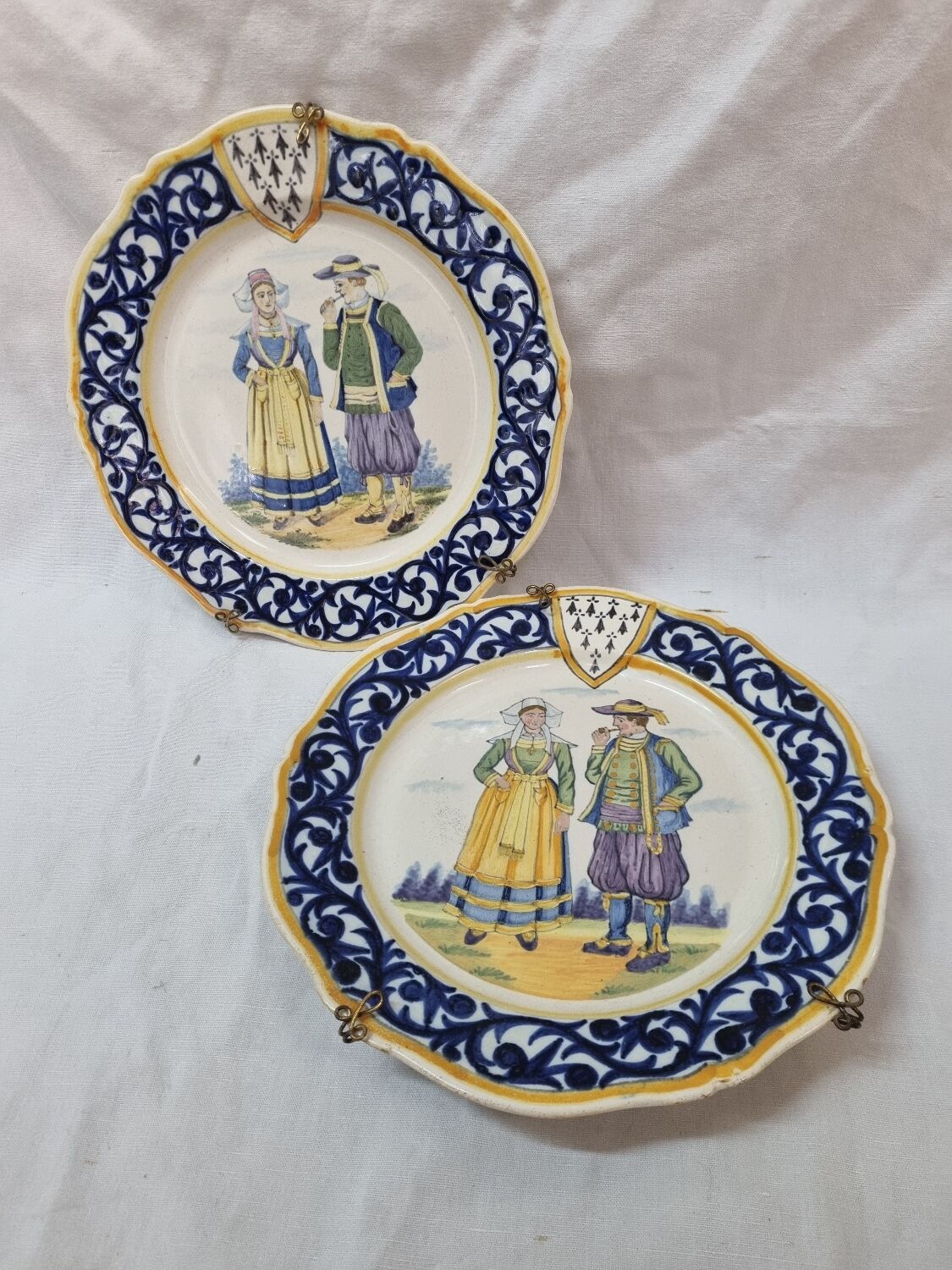 2 Henriot Quimper plates early 20th century
