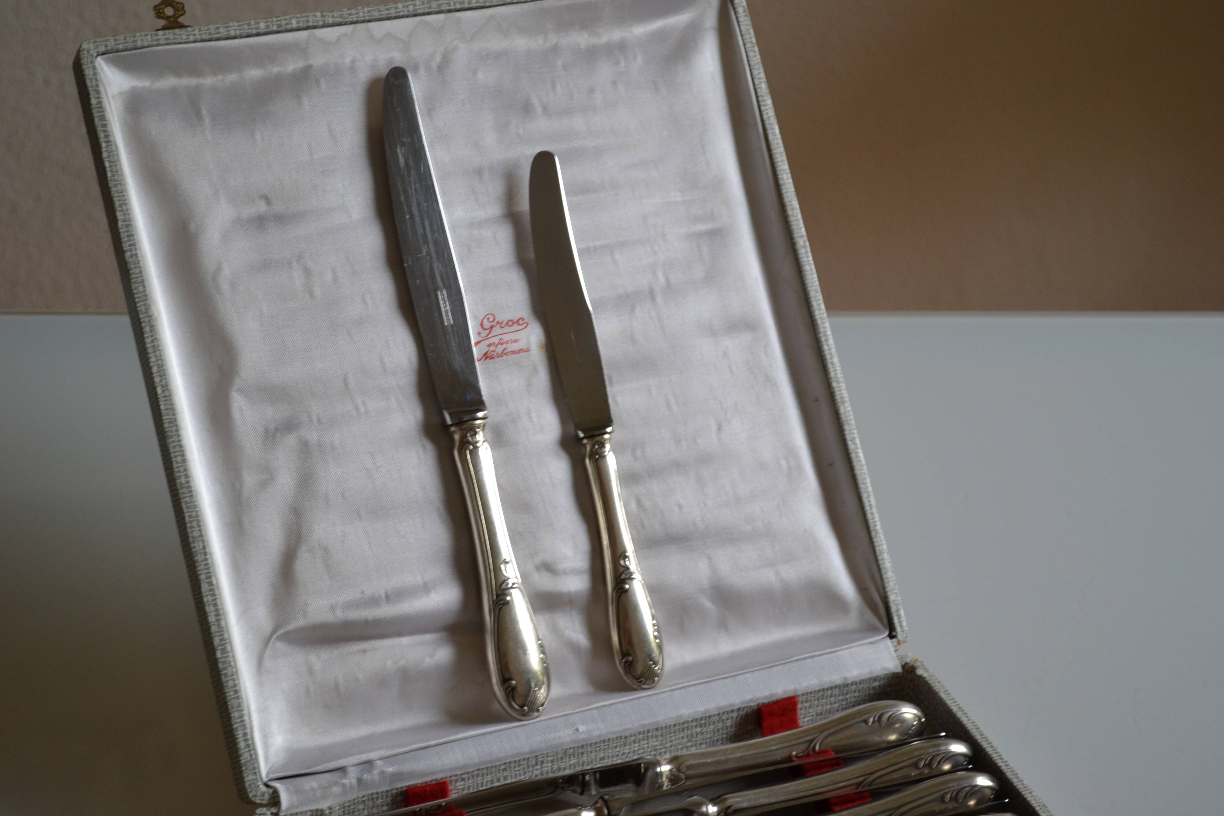 22 silver plated table and dessert knives by Cailar Bayard