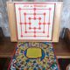 Old Board Game of Checkers, Goose, Hopscotch & Little Horses in Vintage Wooden