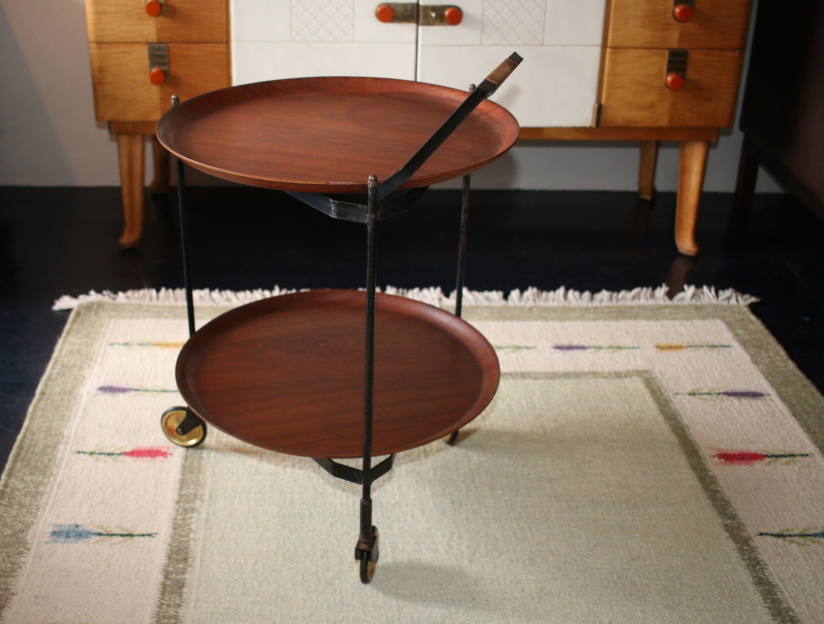 Swedish teak foldable serving trolley by Ary Fanerprodukter, 1960s