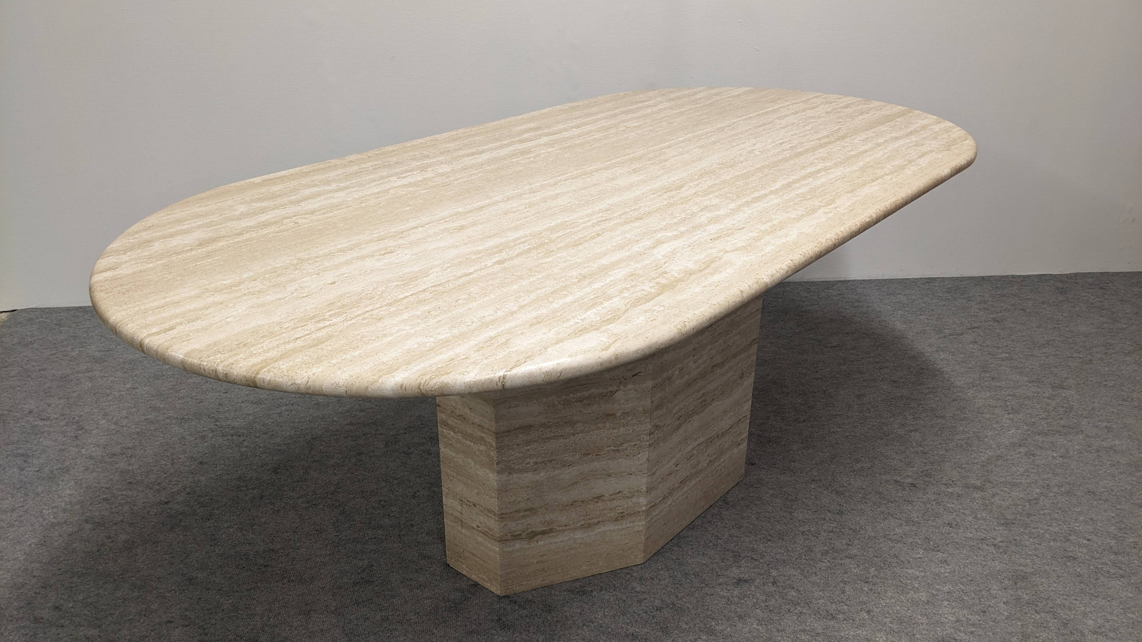 XL dining table in travertine, Italy circa 1970