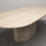 XL dining table in travertine, Italy circa 1970