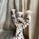 3-headed black spotted terracotta candle holder