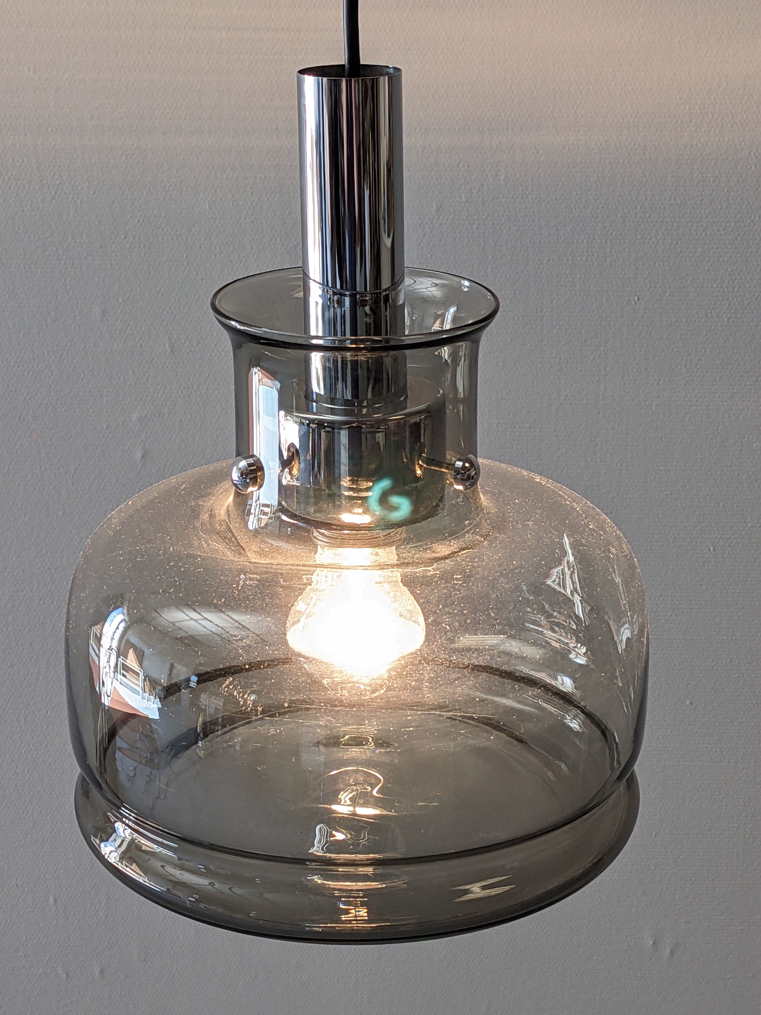 Smoked glass suspension from the 60s/70s by Limburg