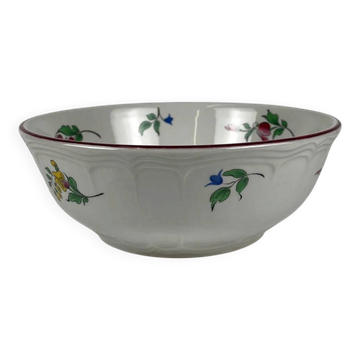 Small salad bowl, Réverbère model by KG Lunéville, rose pattern, worked exterior.