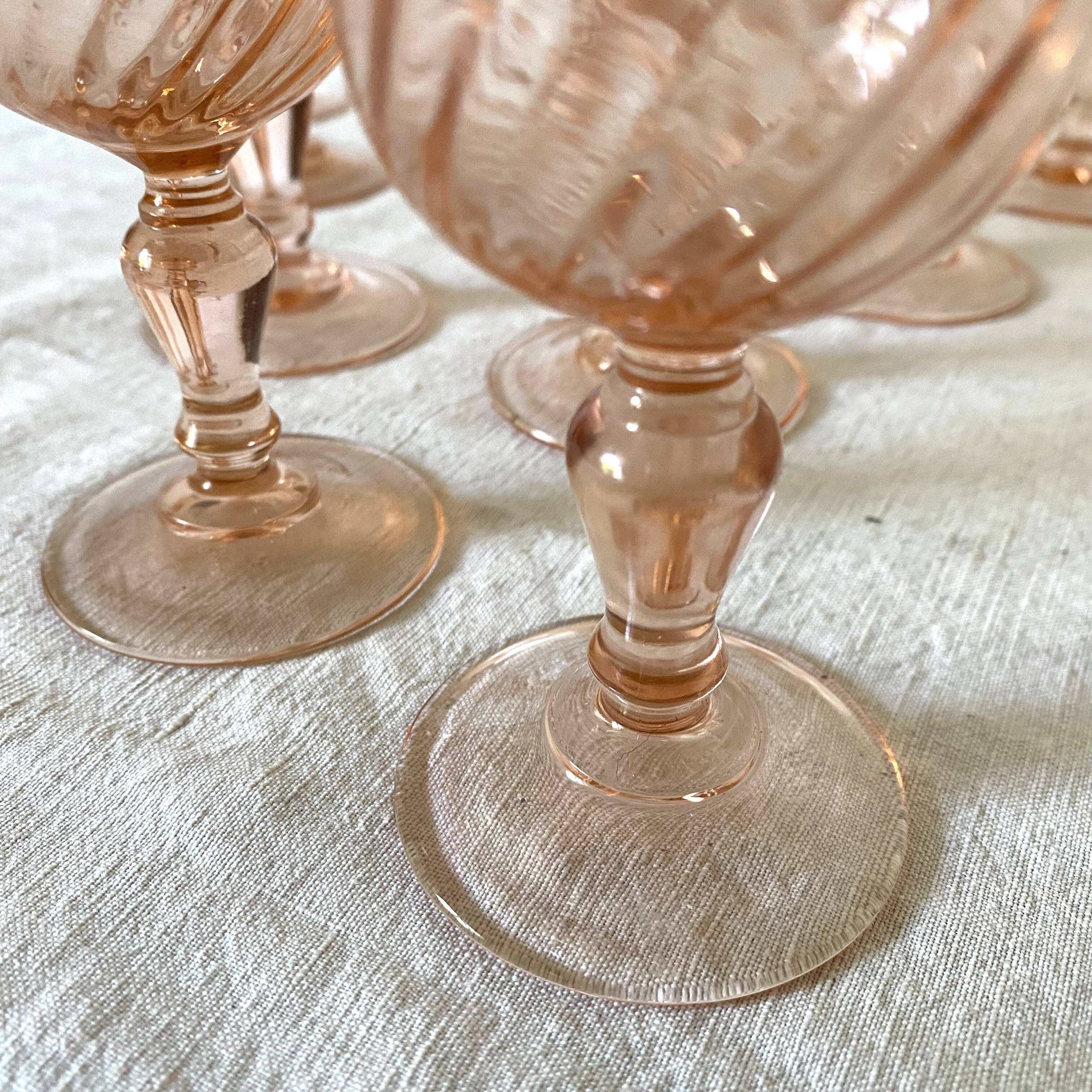 Vintage rose stemmed glasses -Rosaline Arcoroc