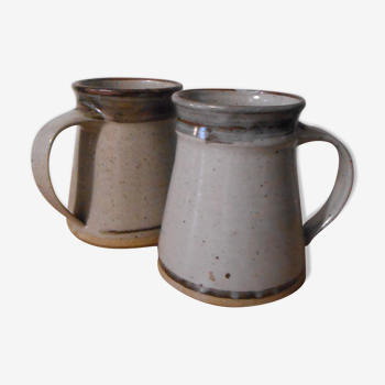 Set de deux pots en céramique gris moucheté