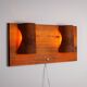 Rectangular pinewood wall lamp with bur wood veneer shades