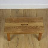 Wooden stool low rectangular seat ash wood