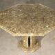Octagonal post-modernist lounge table in marble beaded massive green quartz, Italy 1970s