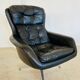 Vintage Danish swivel chair in black leather by Bramin
