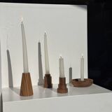 Pyramidal circular teak monoxyle candlestick H7 D5