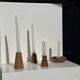 Pyramidal circular teak monoxyle candlestick H7 D5