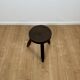Small brutalist tripod stool in solid wood, 1960
