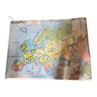 Planisphere europe vintage school card