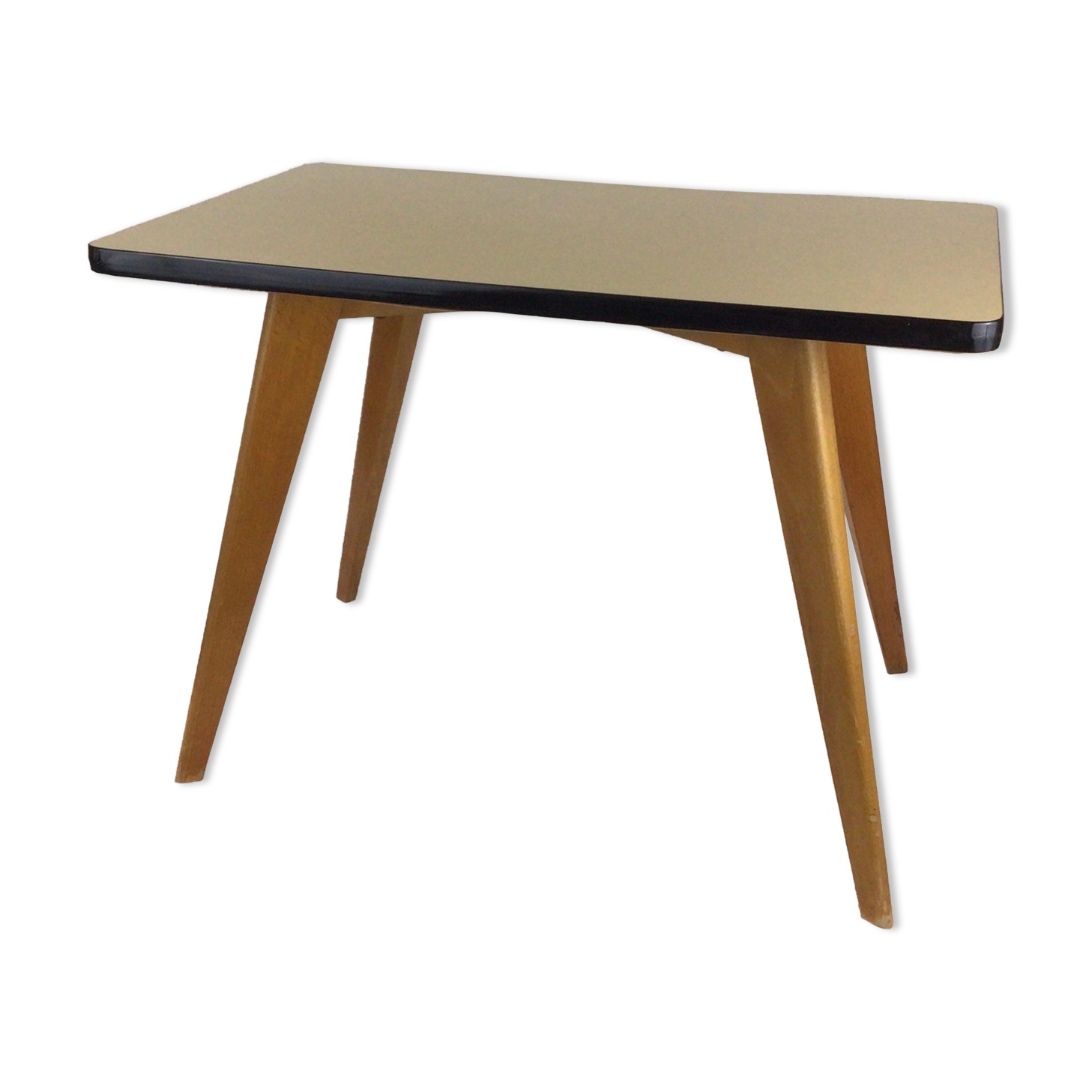 Coffee table in formica compass legs vintage 60