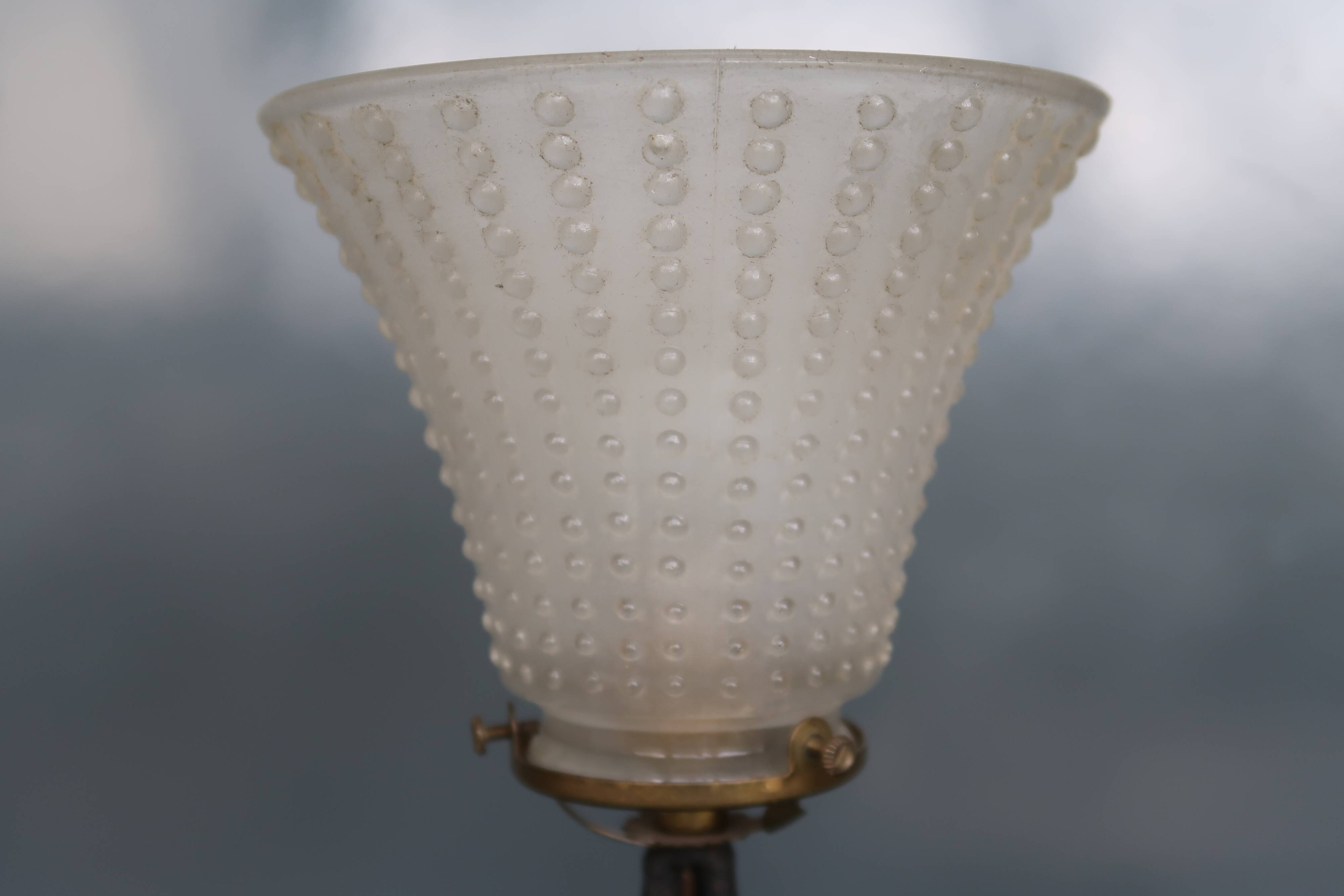 Art Deco lamp from the 1930s in metal and glass.