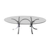 Large table Roche Bobois 1970 glass and chrome 8 pers