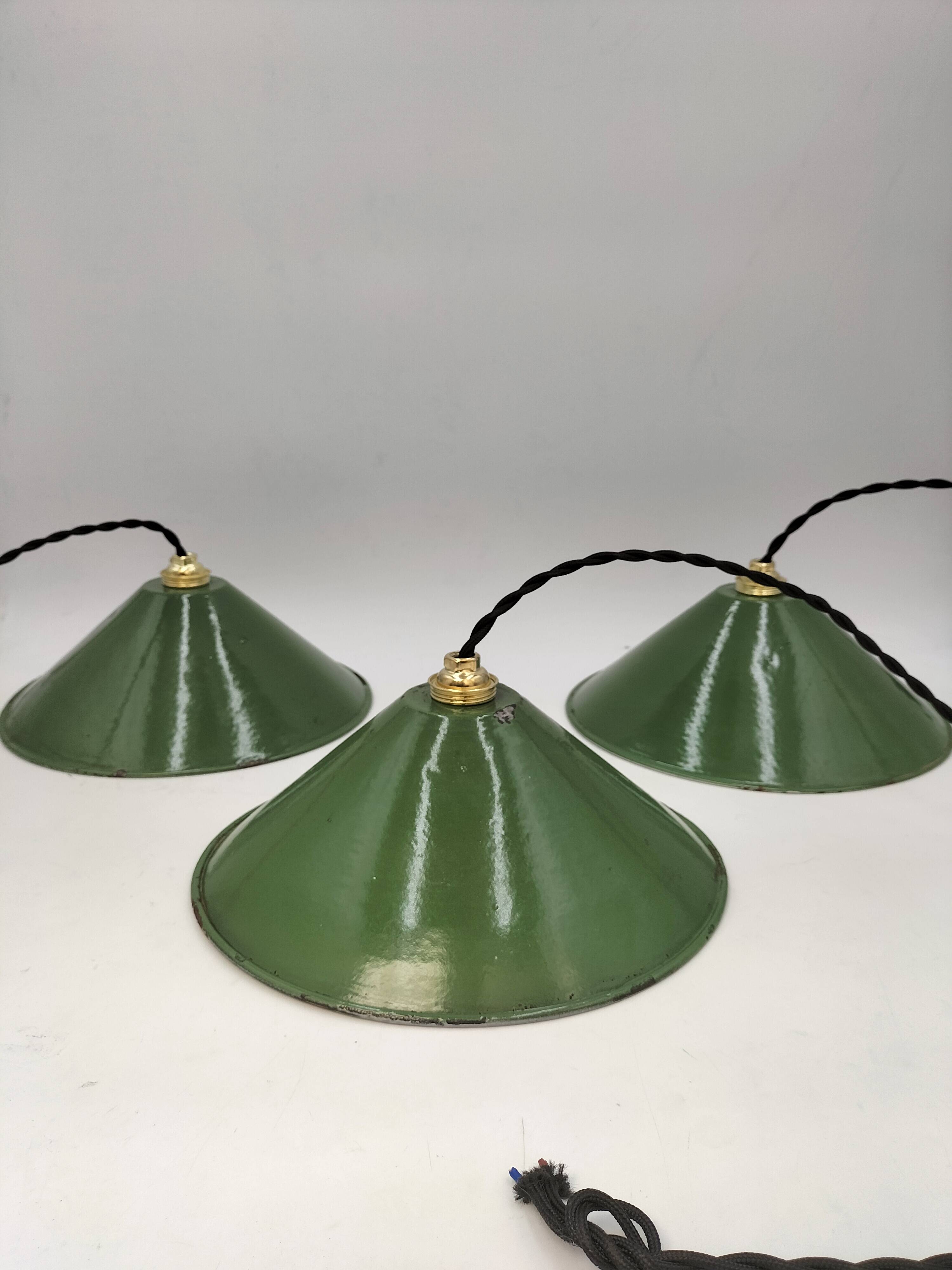 Enameled sheet metal cone pendants