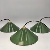 Enameled sheet metal cone pendants