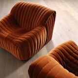 Pair of Cinna Sandra lounge chairs in velvet by Annie Hieronimus, 1970s
