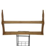 Vintage wooden wall shelve rack bookshelf in pinewood  minimalist design