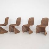 Set of four rattan S-chairs