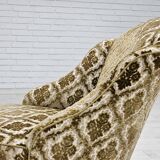 1950s, Danish lounge chair, furniture velour, ash wood legs.