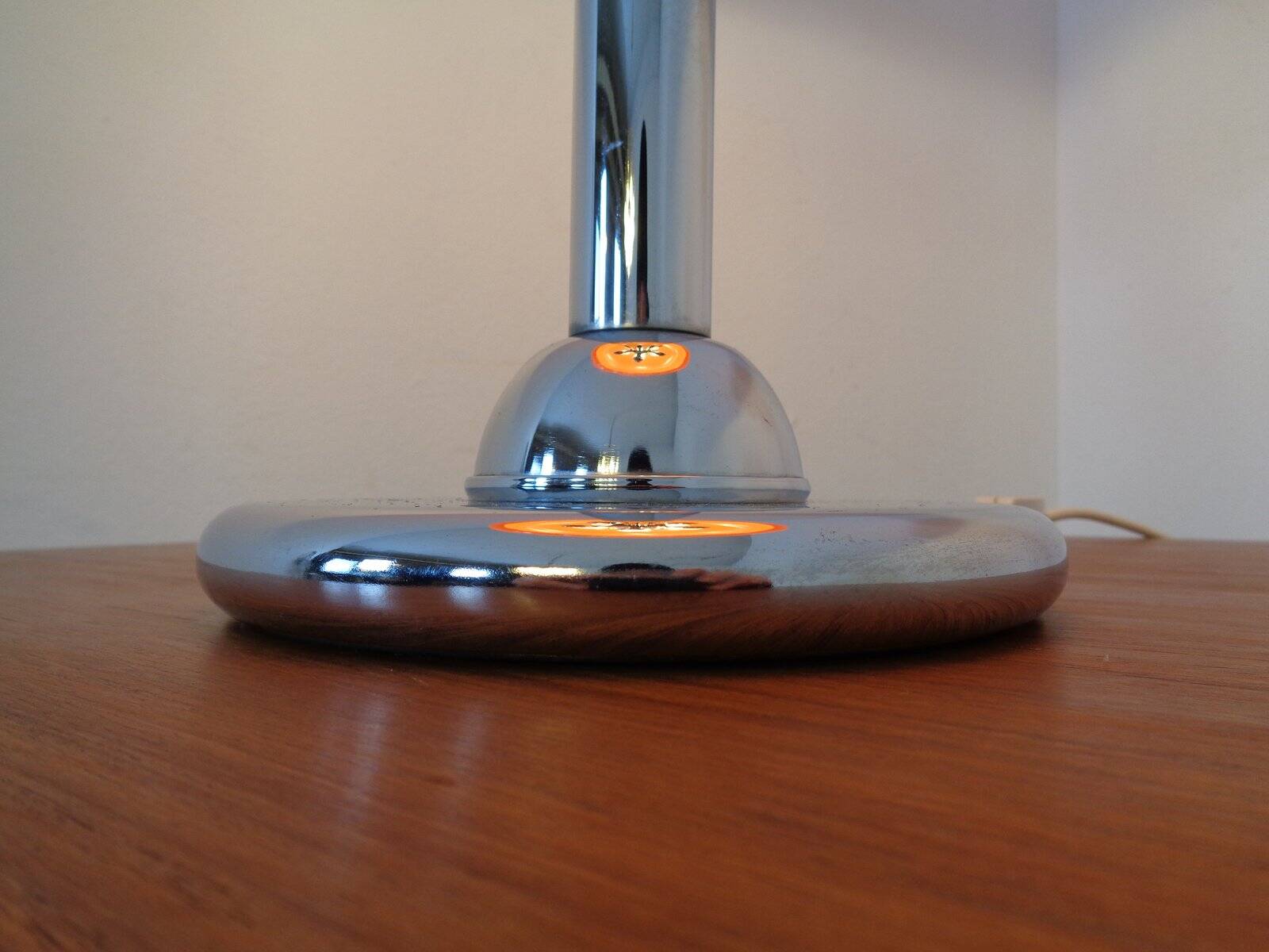 Italian orange plastic and chrome table lamp, 1960s