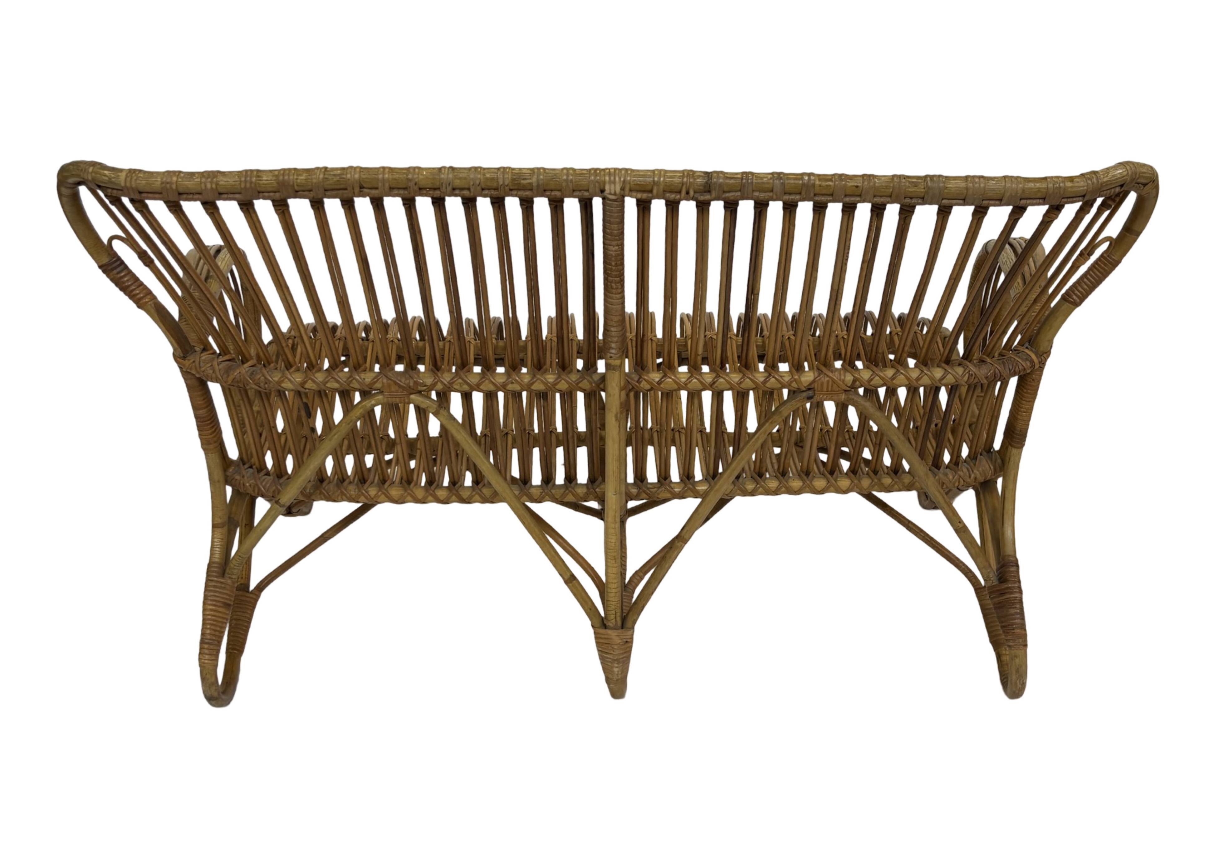 Vintage Rattan Sofa Belse 8 Design 1960s Rohe Noordwolde