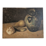 Ancient painting oil on wood "The table"