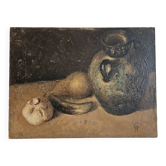 Ancient painting oil on wood "The table"