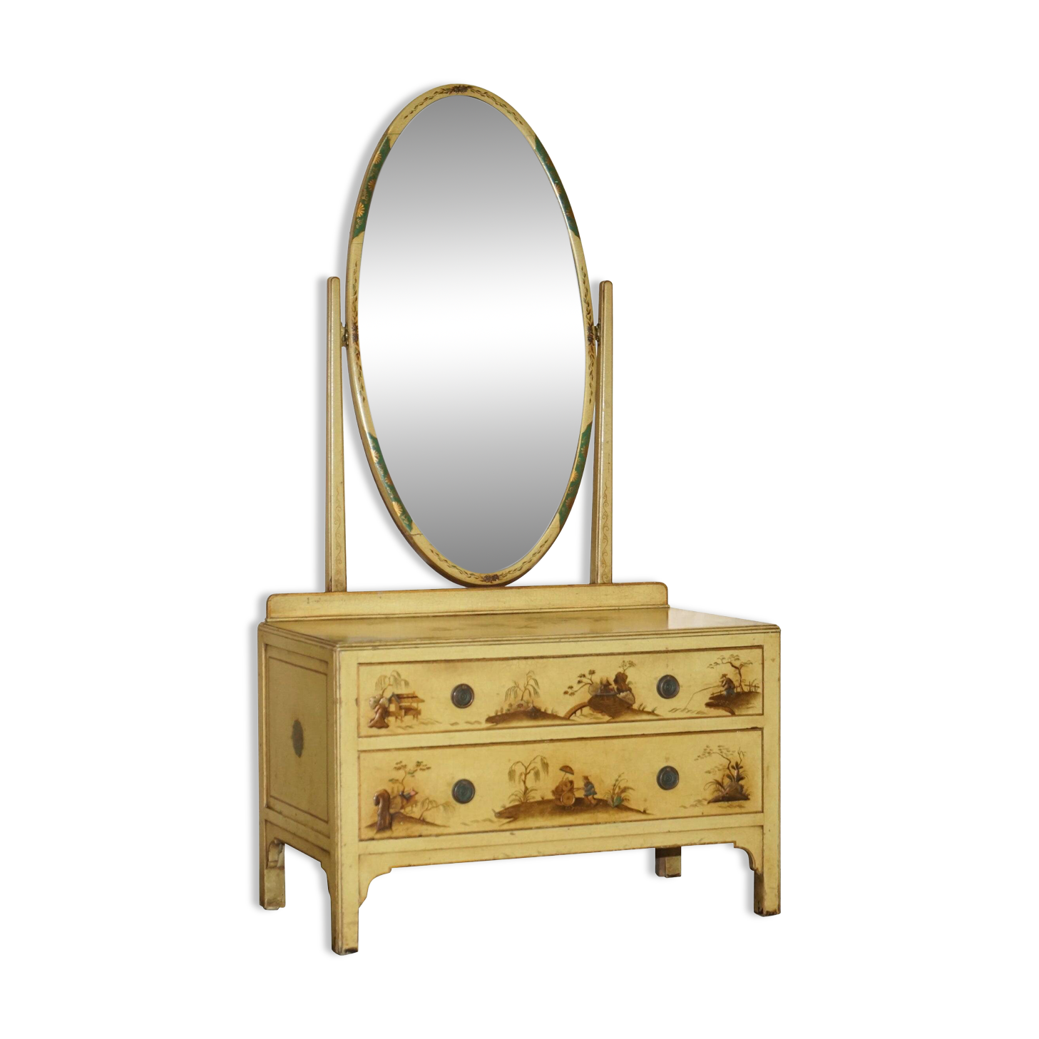 Vintage Chinoiserie Commode with Edwardian Style Mirror