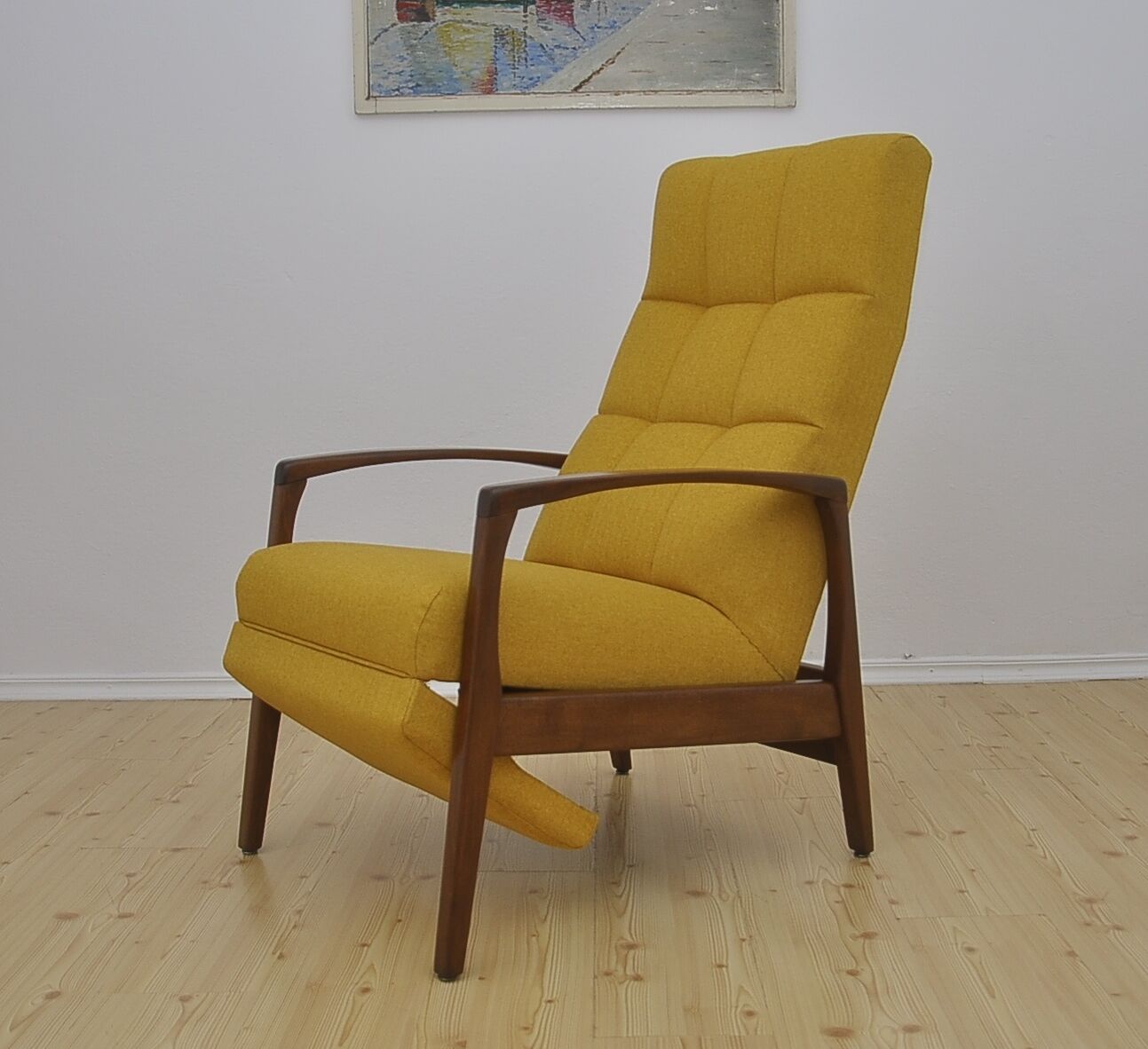 Mid-century armchair with folding footrest, 1960s