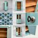 Vintage grey-green glass cabinet from the 1960s.