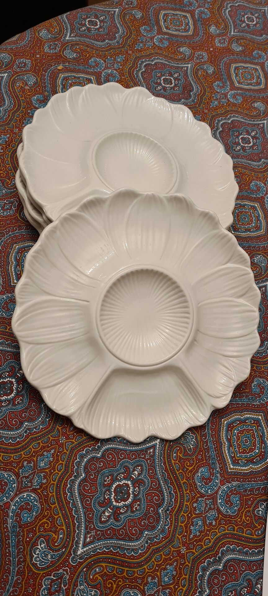 Set of 6 White Ceramic Compartment Plates – Italy, Vi