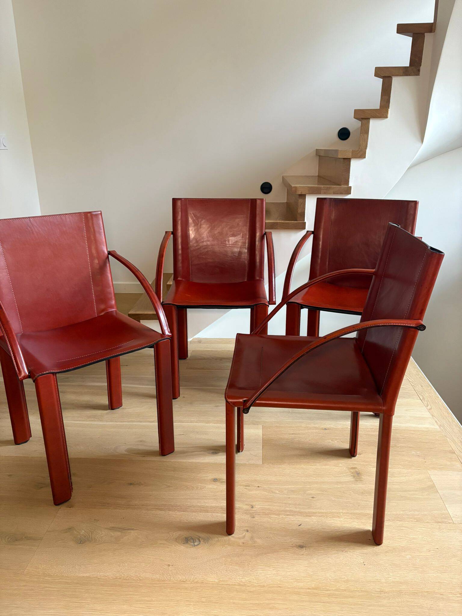 Set of 4 Carlo Bartoli chairs – Manufacturer Matteo Grassi – Coral model