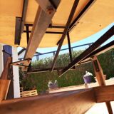 Vintage Scandinavian smorrebrod flip-up coffee table with system