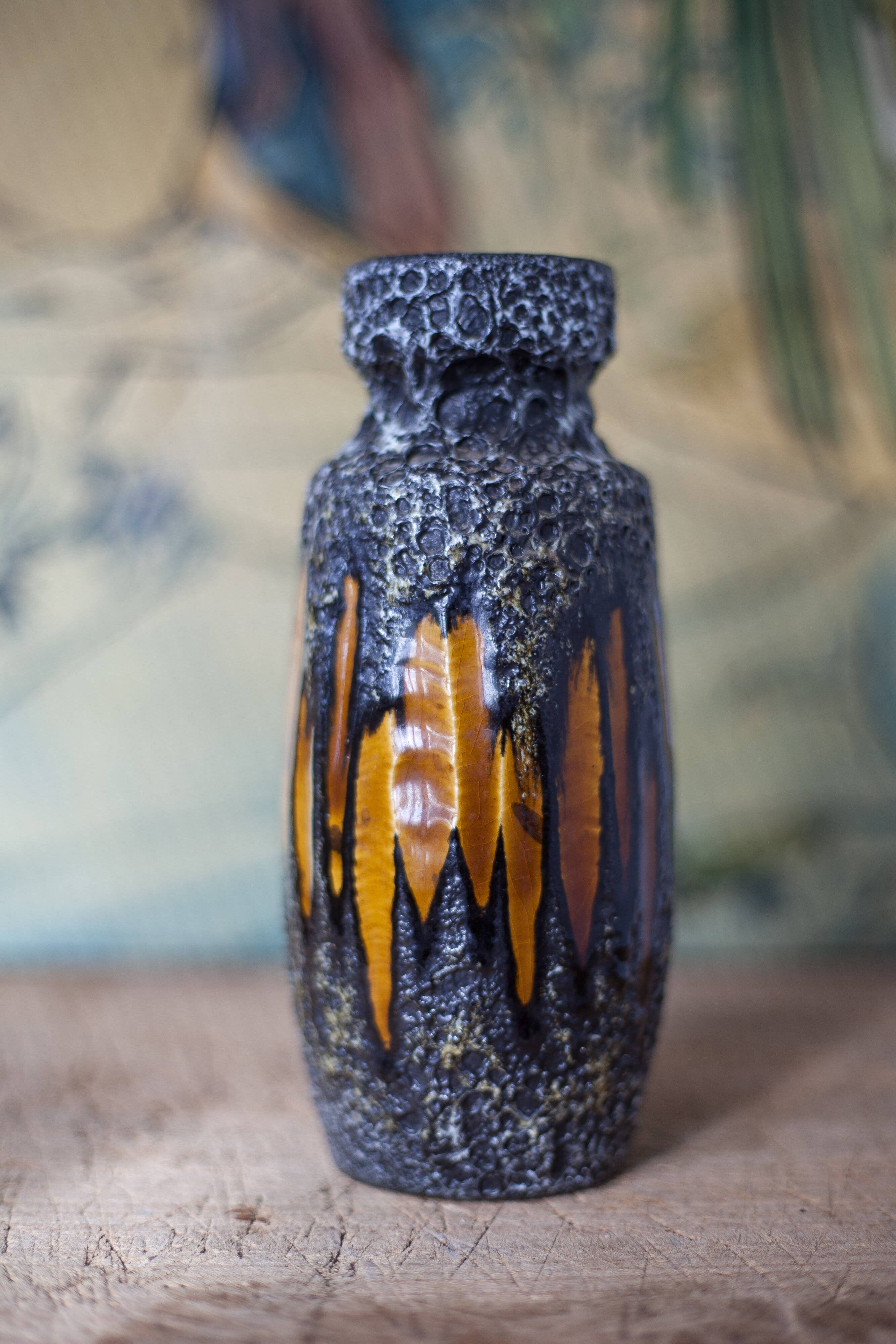 West Germany ceramic vase, fat lava vase, 210-18, flower pot, collection, 60's