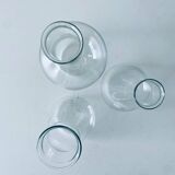 Set of three Pyrex glass chemistry bottles