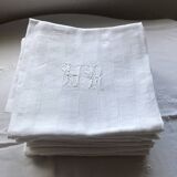 Set of 11 embroidered towels monogram HR