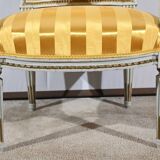 Paire de Fauteuils Cabriolet, en Bois réchampi, style Louis XVI – Fin XIXe