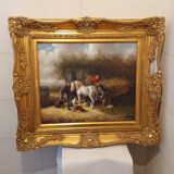 Oil on canvas "The Groom", signed canvas of the beginning of the last century