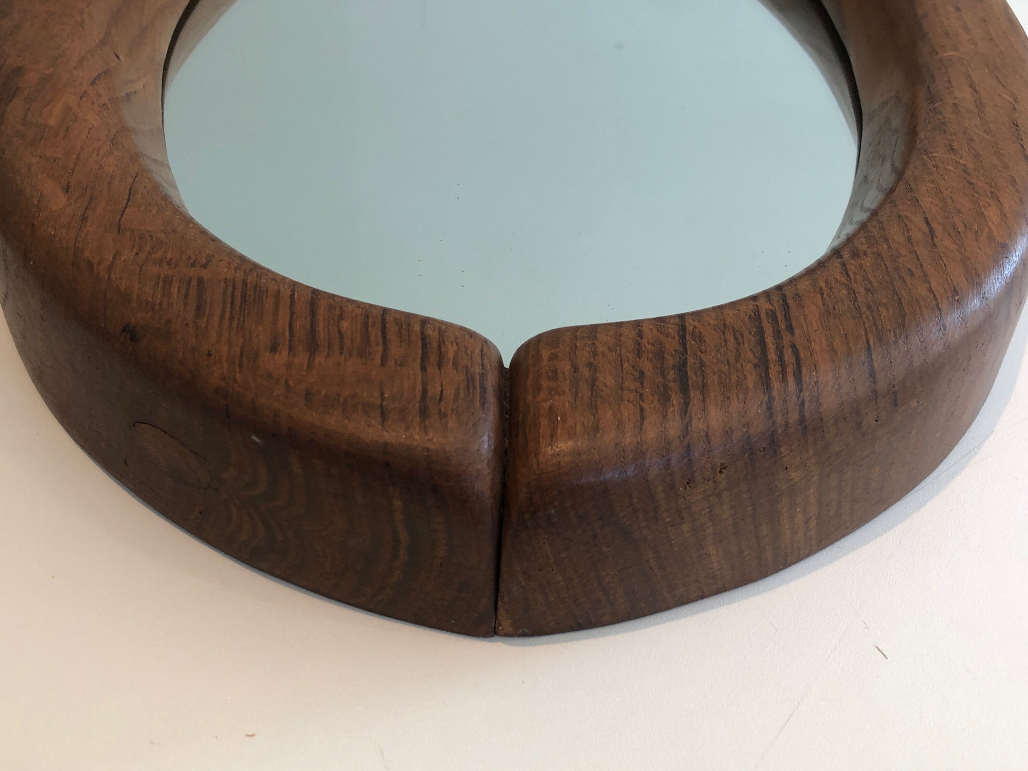 Brutalist mirror in oval shape 1950 - 30,5x59,5cm